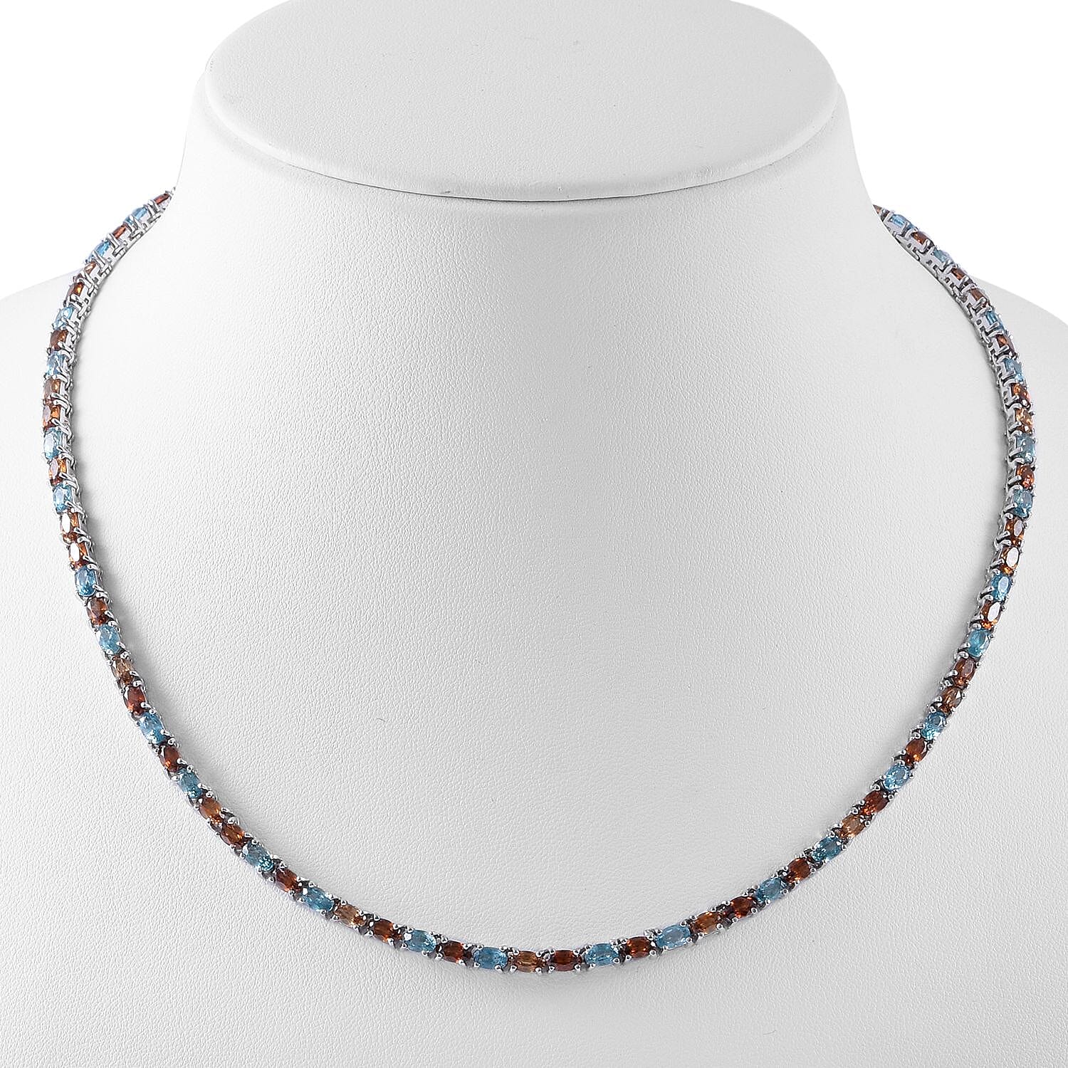 Multi Zircon 32.25 ctw Tennis Necklace in Platinum Over Sterling Silver 18 Inches