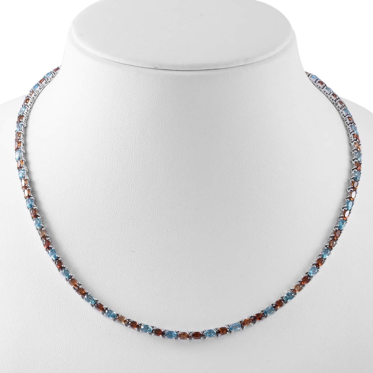 Multi Zircon 32.25 ctw Tennis Necklace in Platinum Over Sterling Silver 18 Inches image number 1