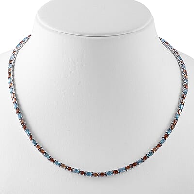 Multi Zircon 32.25 ctw Tennis Necklace in Platinum Over Sterling Silver 18 Inches