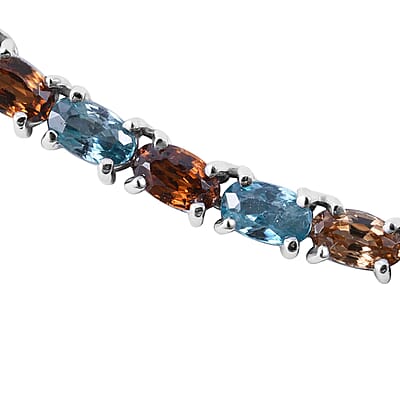 Multi Zircon 32.25 ctw Tennis Necklace in Platinum Over Sterling Silver 18 Inches