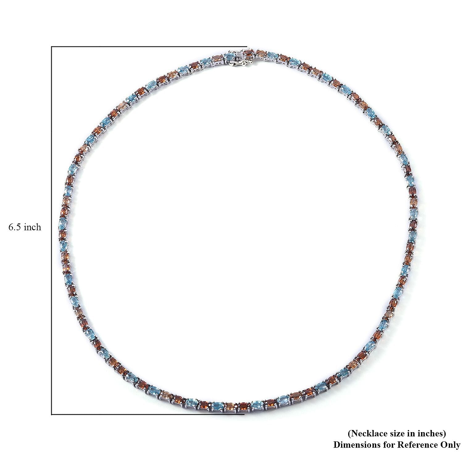 Multi Zircon 32.25 ctw Tennis Necklace in Platinum Over Sterling Silver 18 Inches