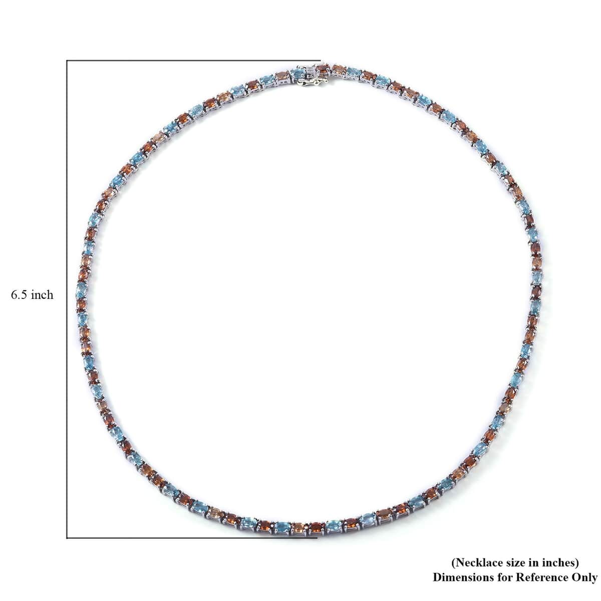 Multi Zircon 32.25 ctw Tennis Necklace in Platinum Over Sterling Silver 18 Inches image number 4