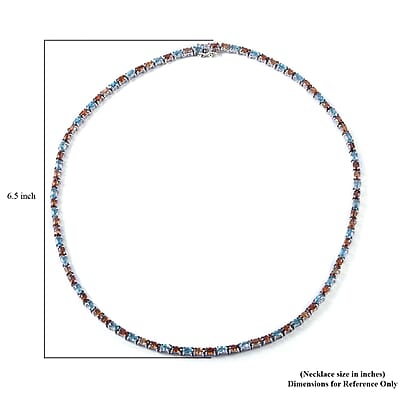 Multi Zircon 32.25 ctw Tennis Necklace in Platinum Over Sterling Silver 18 Inches