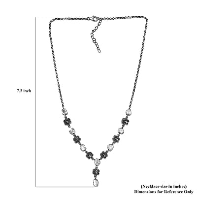 Artisan Crafted Polki Diamond Floral Station Necklace 18 Inches in Sterling Silver 1.50 ctw