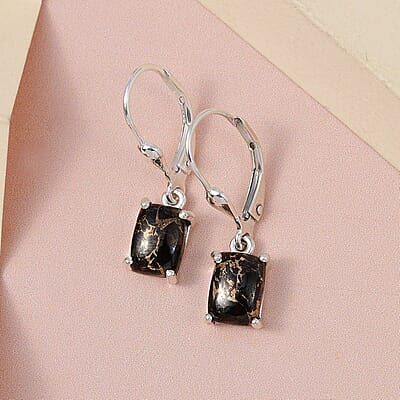 Matrix Silver Shungite Earrings in Sterling Silver 3.25 ctw