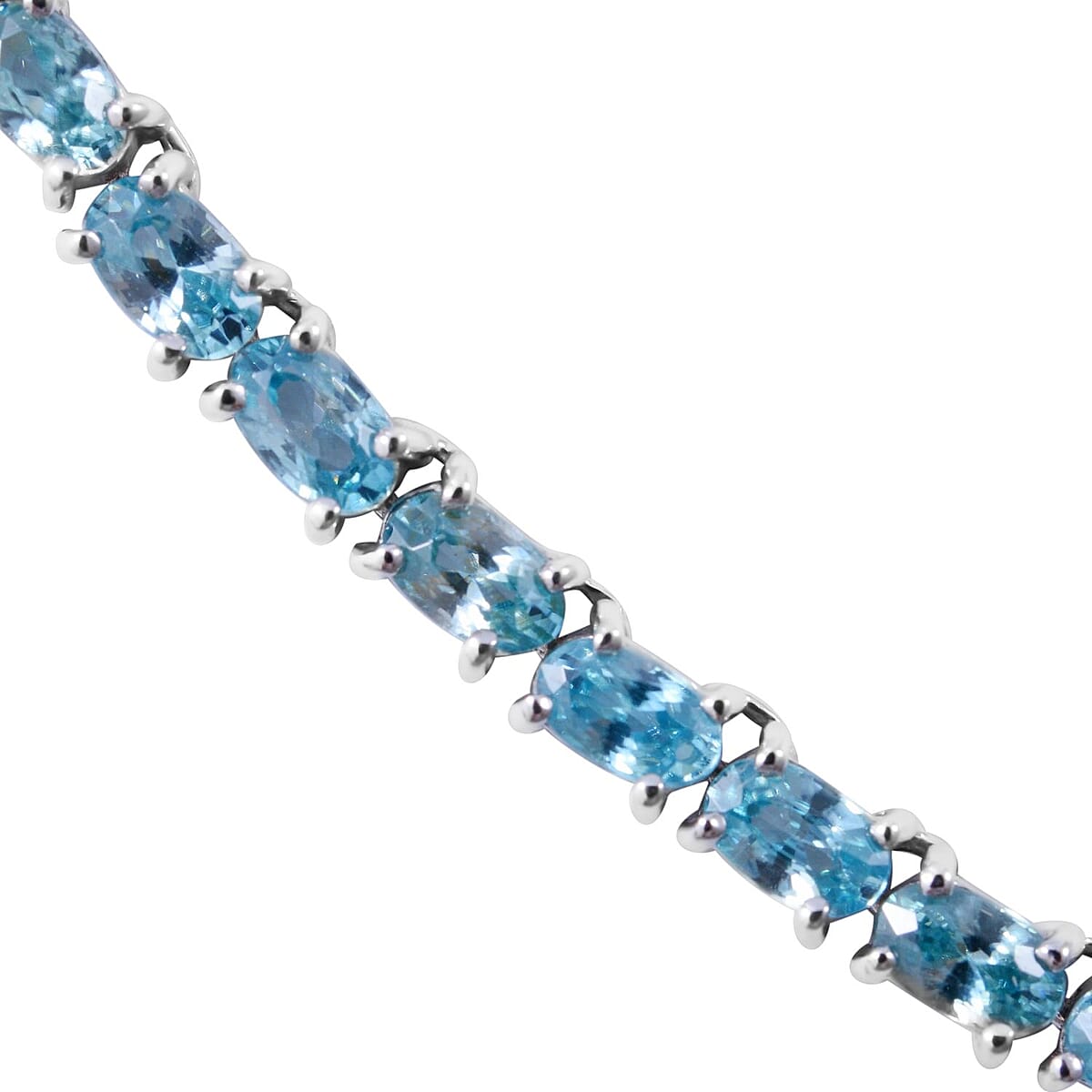 Cambodian Blue Zircon Tennis Necklace 18 Inches in Platinum Over Sterling Silver 32.25 ctw image number 2