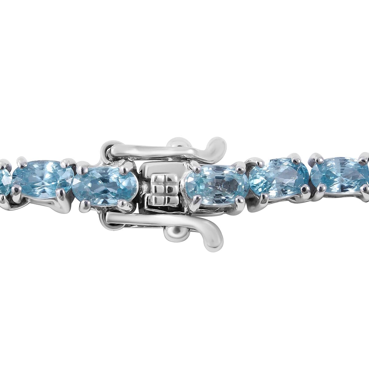 Cambodian Blue Zircon Tennis Necklace 18 Inches in Platinum Over Sterling Silver 32.25 ctw image number 3