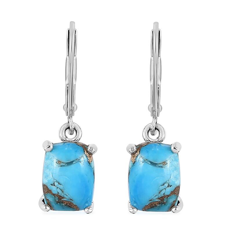 D'Joy Matrix Chestnut Brine Turquoise 3.15 ctw Earrings in Sterling Silver