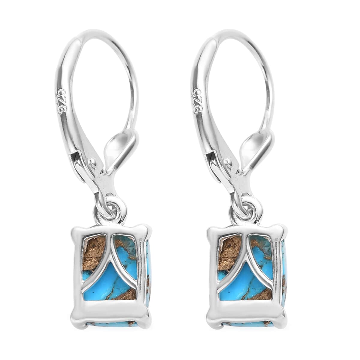 Matrix Chestnut Brine Turquoise 3.15 ctw Earrings in Sterling Silver image number 3