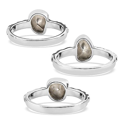 Artisan Crafted Polki Diamond Set of 3 Ring in Sterling Silver (Size 6.0) 0.75 ctw