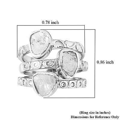 Artisan Crafted Polki Diamond Set of 3 Ring in Sterling Silver (Size 6.0) 0.75 ctw