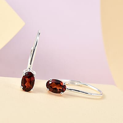 D'Joy Mozambique Garnet 1.30 ctw Lever Back Earrings in Sterling Silver