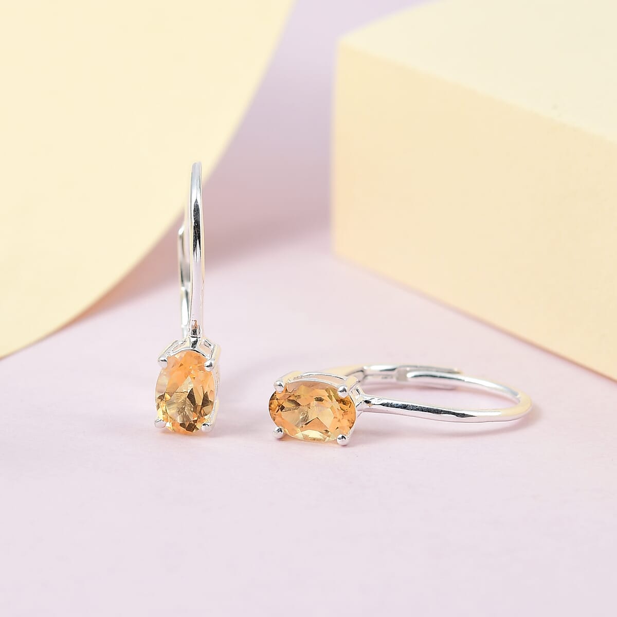 D'Joy Brazilian Citrine 0.75 ctw Lever Back Earrings in Sterling Silver image number 1