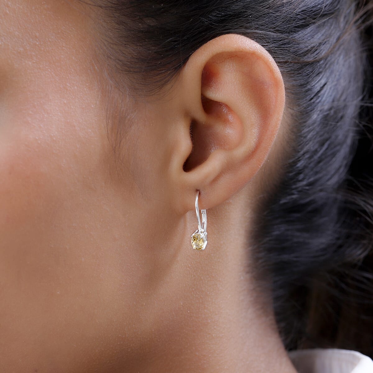 D'Joy Brazilian Citrine 0.75 ctw Lever Back Earrings in Sterling Silver image number 2