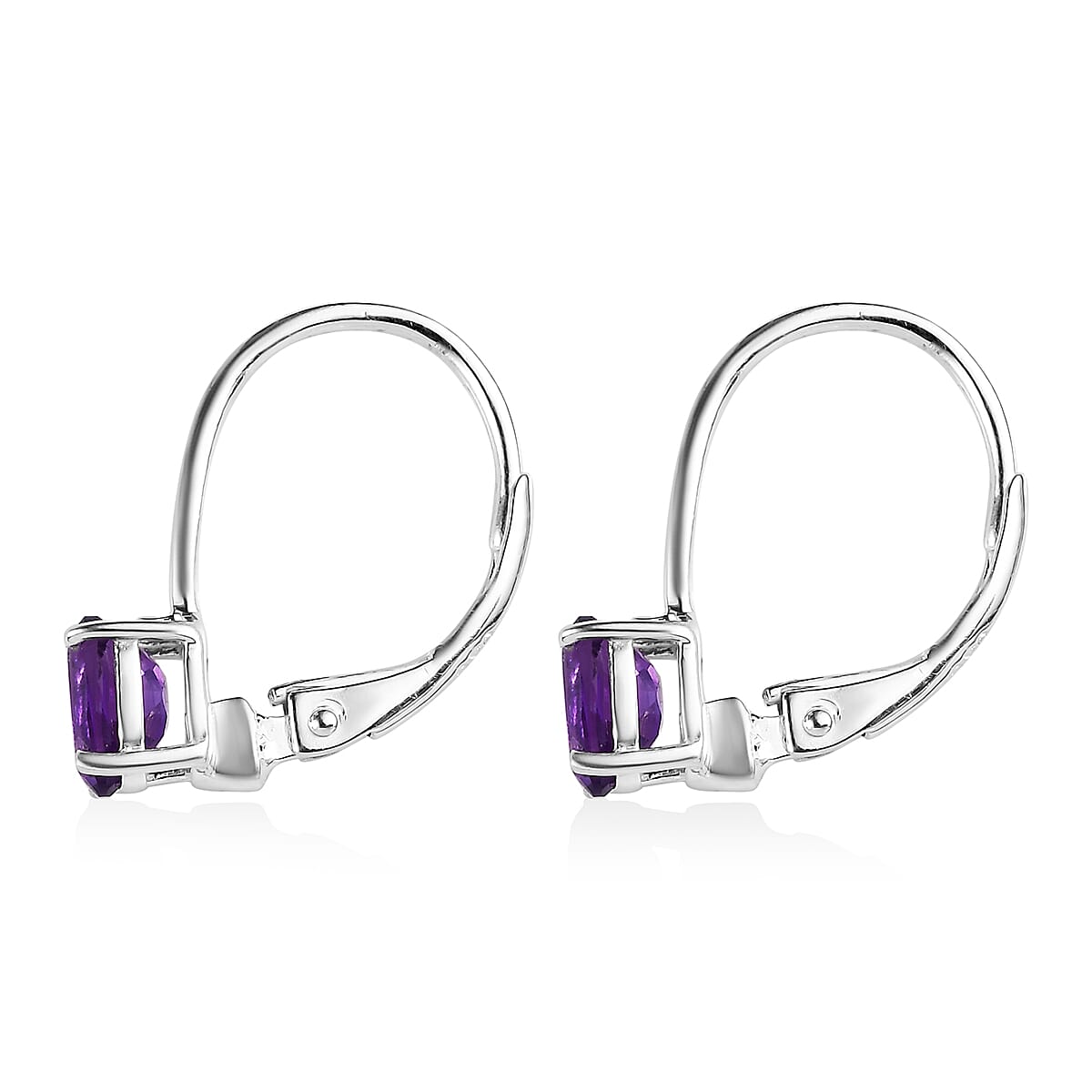 D'Joy Amethyst 0.80 ctw Lever Back Earrings in Sterling Silver image number 3