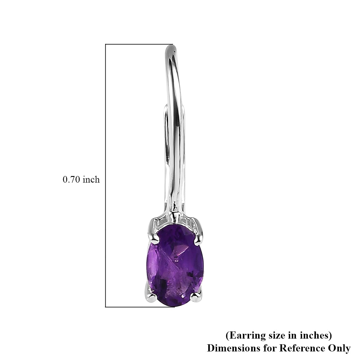 D'Joy Amethyst 0.80 ctw Lever Back Earrings in Sterling Silver image number 4
