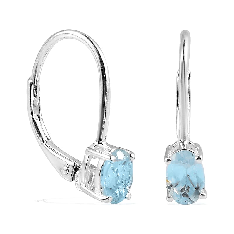 D'Joy Sky Blue Topaz 1.35 ctw Lever Back Earrings in Sterling Silver