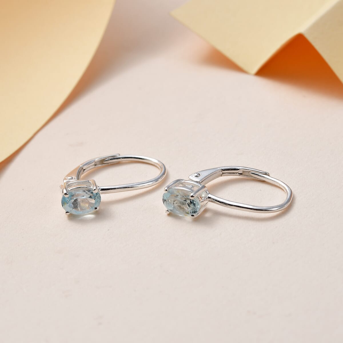 Sky Blue Topaz 1.35 ctw Lever Back Earrings in Sterling Silver image number 1