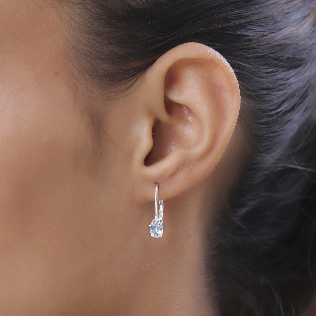 Sky Blue Topaz 1.35 ctw Lever Back Earrings in Sterling Silver image number 2