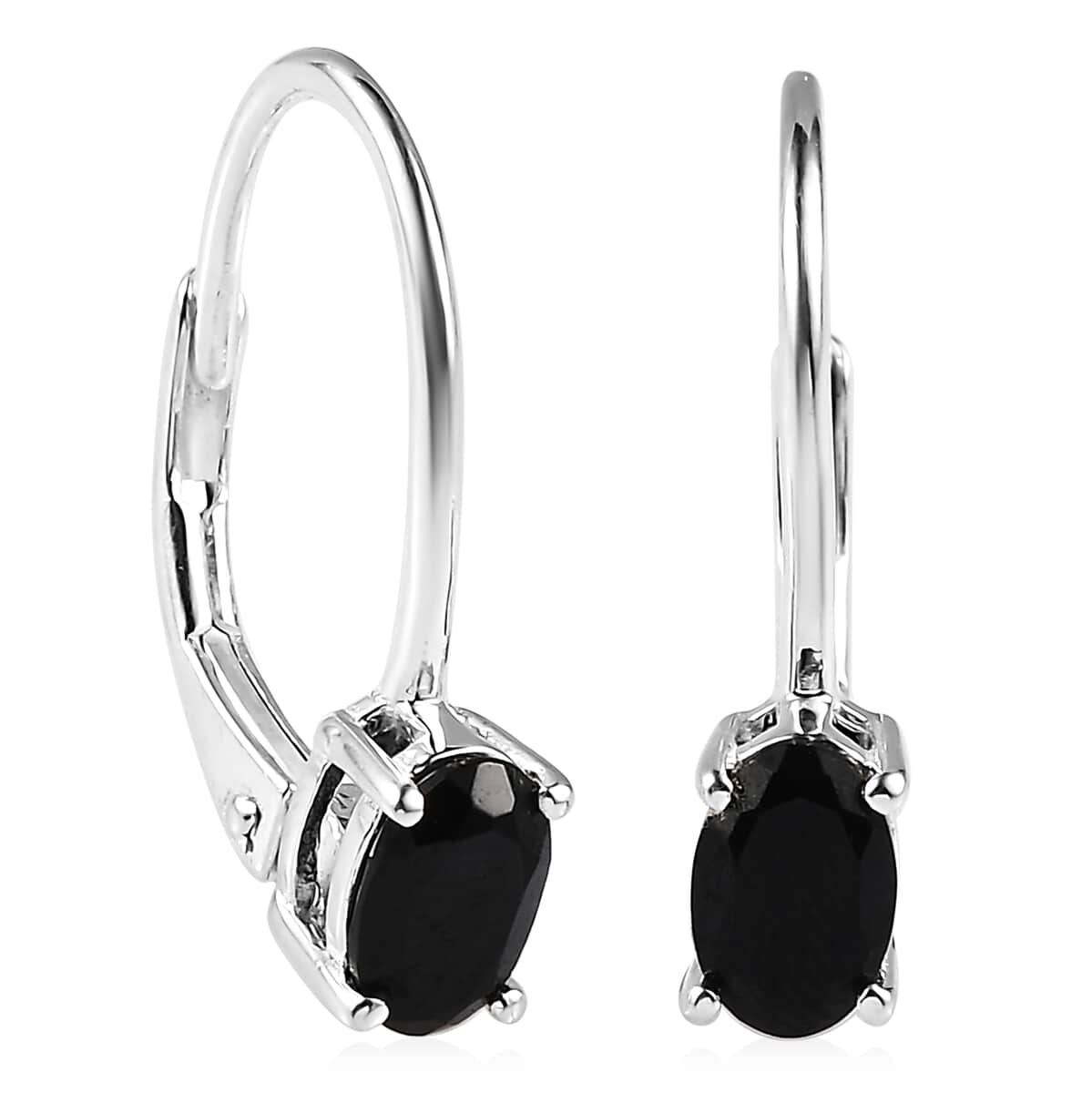 Thai Black Spinel Lever Back Earrings in Sterling Silver 1.25 ctw image number 0