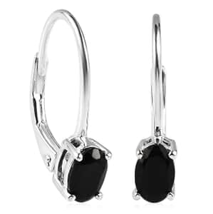 Thai Black Spinel Lever Back Earrings in Sterling Silver 1.25 ctw