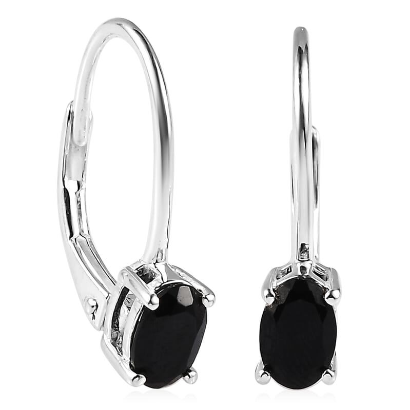 D'Joy Thai Black Spinel 1.25 ctw Lever Back Earrings in Sterling Silver