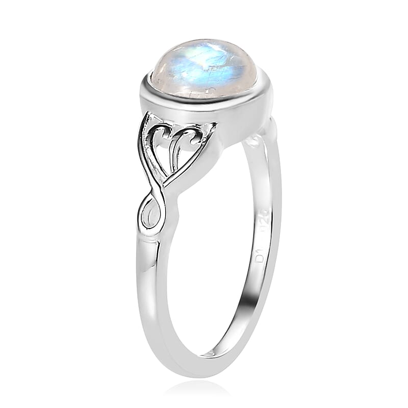 Kuisa Rainbow Moonstone Solitaire Ring in Sterling Silver (Size 10.0) 1.65 ctw
