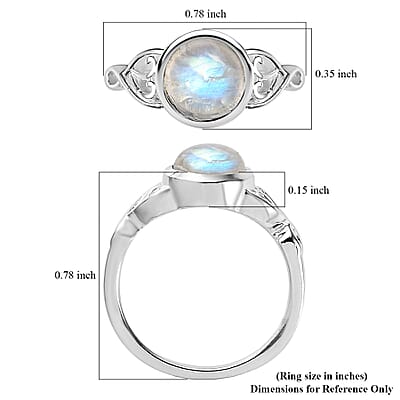 Kuisa Rainbow Moonstone Solitaire Ring in Sterling Silver (Size 10.0) 1.65 ctw
