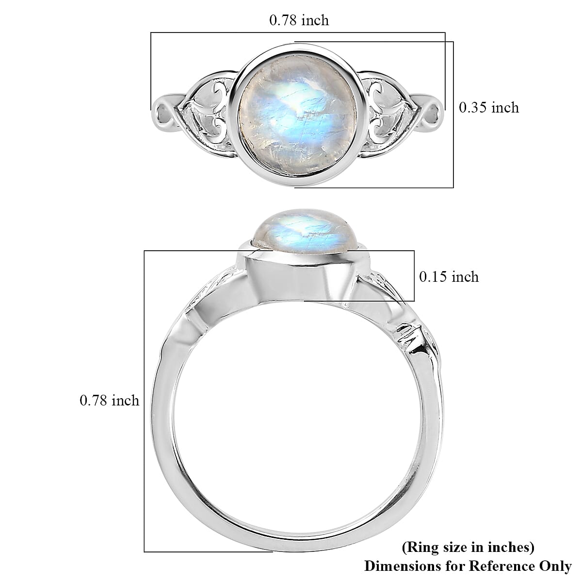 Kuisa Rainbow Moonstone Solitaire Ring in Sterling Silver (Size 8.0) 1.65 ctw image number 5