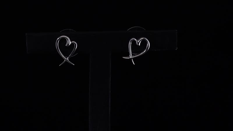 Platinum Over Sterling Silver Heart Earrings (2 g)