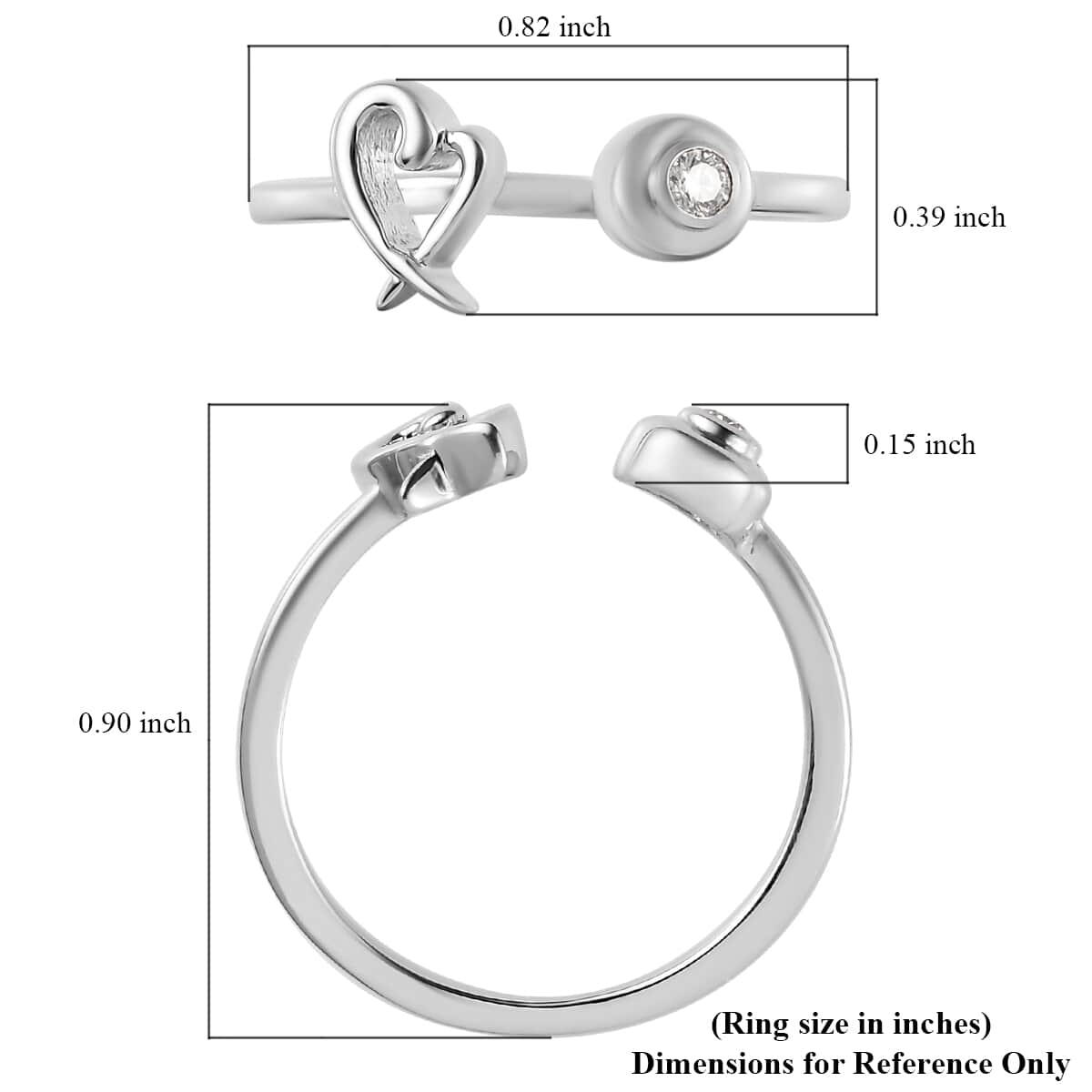 Moissanite Ring in Platinum Over Sterling Silver (Size 10) image number 5