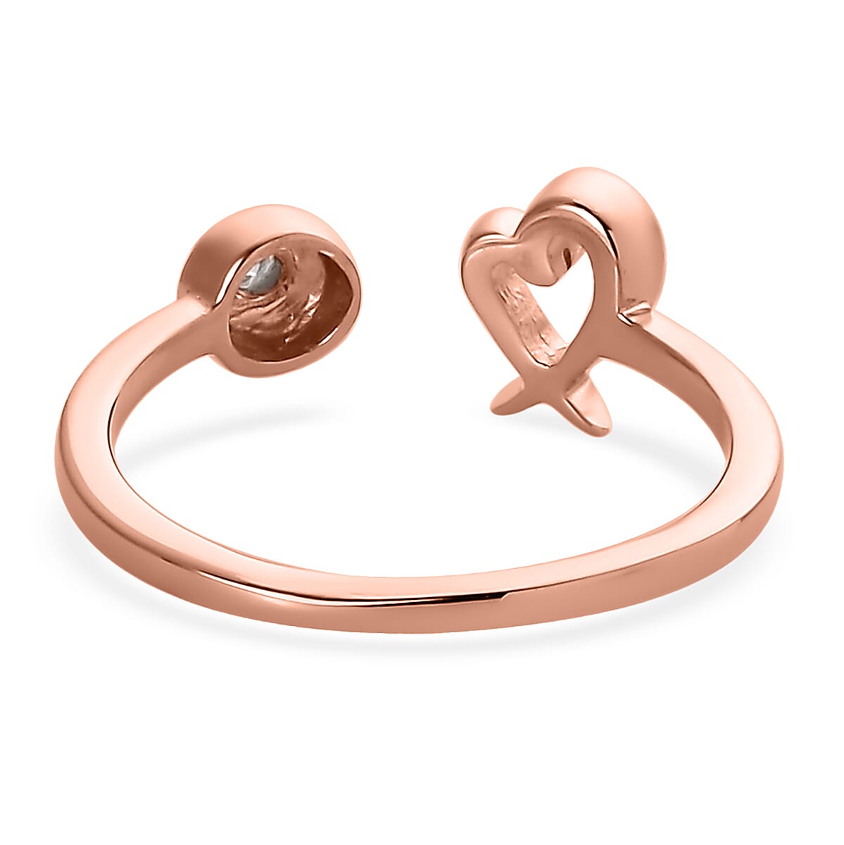 Moissanite Ring , XO Ring , Open Band Ring , Vermeil Rose Gold Over Sterling Silver Ring , Moissanite Heart Ring image number 4