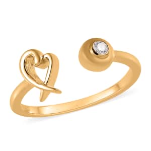 Moissanite Ring, XO Ring, Open Band Ring, Vermeil Yellow Gold Over Sterling Silver Ring, Moissanite Heart Ring