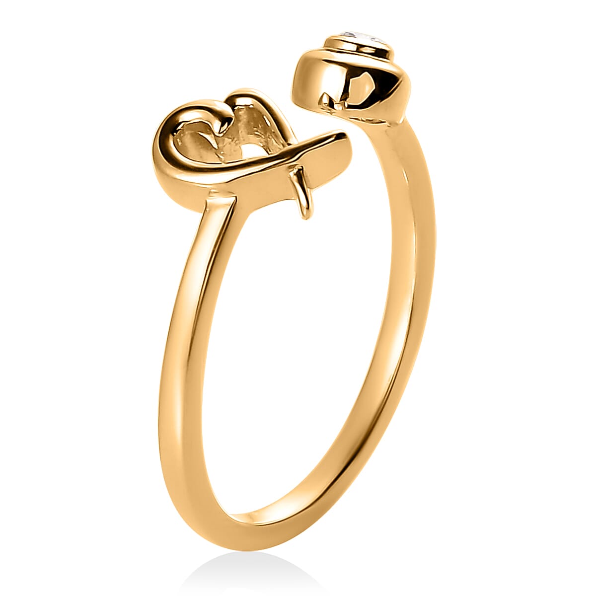 Moissanite Ring, XO Ring, Open Band Ring, Vermeil Yellow Gold Over Sterling Silver Ring, Moissanite Heart Ring (Size 7.00) image number 3