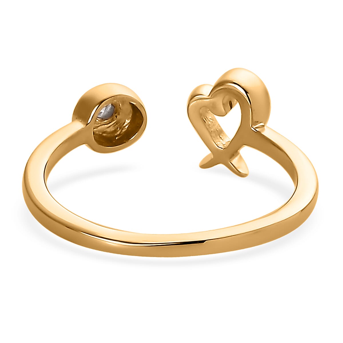 Moissanite Ring, XO Ring, Open Band Ring, Vermeil Yellow Gold Over Sterling Silver Ring, Moissanite Heart Ring (Size 7.00) image number 4