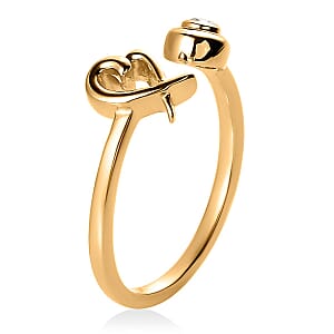 Moissanite Ring, XO Ring, Open Band Ring, Vermeil Yellow Gold Over Sterling Silver Ring, Moissanite Heart Ring (Size 8.00)