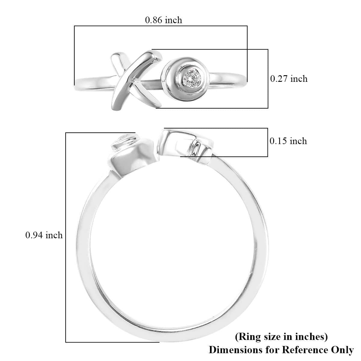 Moissanite Ring in Platinum Over Sterling Silver (Size 5.0) 0.05 ctw image number 5