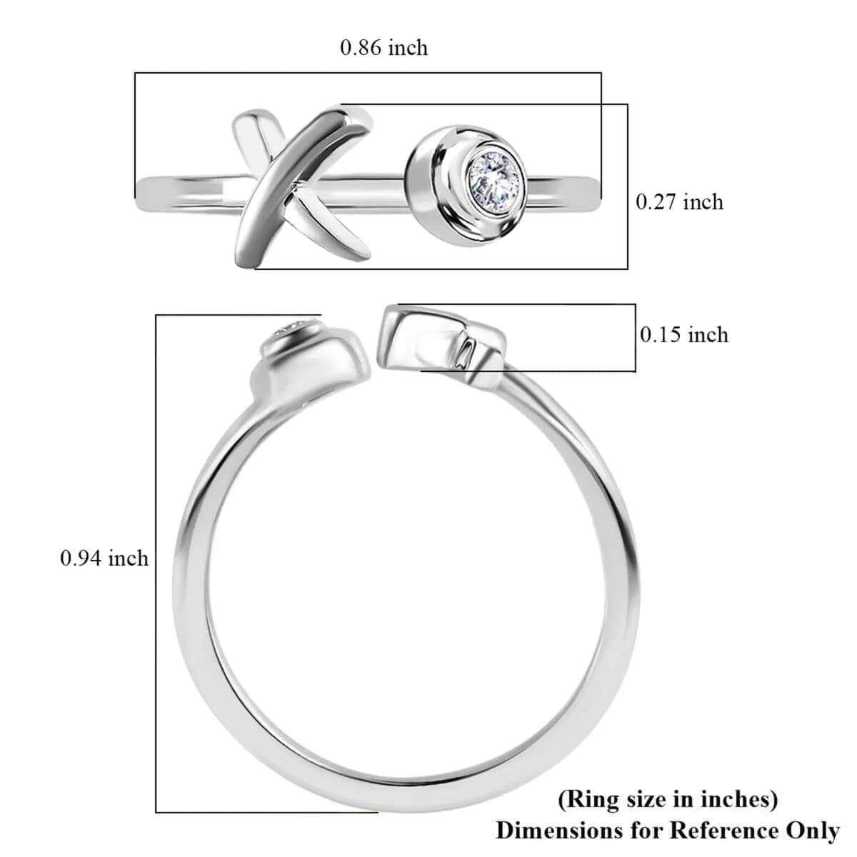 Moissanite Ring in Platinum Over Sterling Silver (Size 5.0) 0.05 ctw image number 6