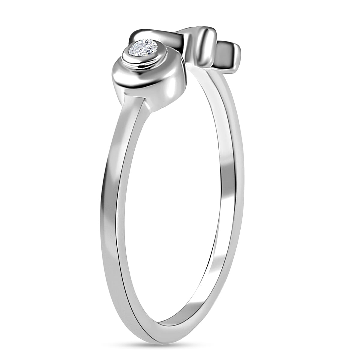 D'Joy Moissanite Ring, XO Ring, Open Band Ring, Platinum Over Sterling Silver Ring (Size 8.0) image number 3