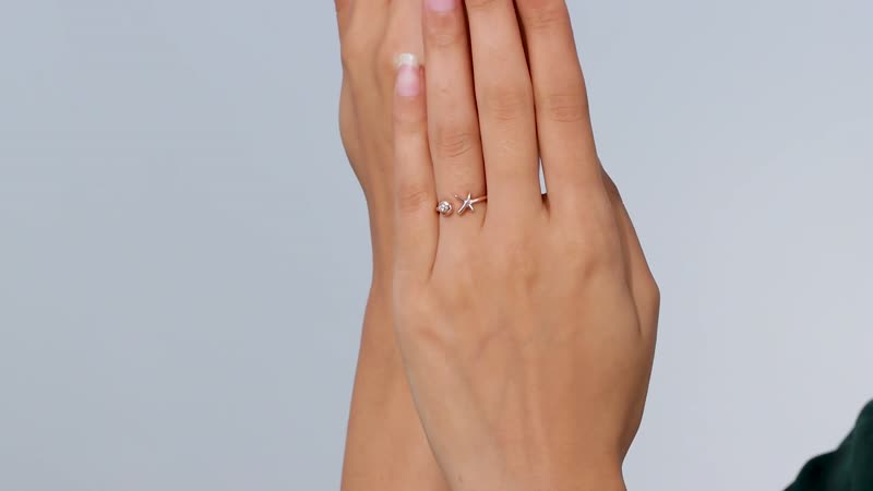 Moissanite Ring in Platinum Over Sterling Silver (Size 5.0) 0.05 ctw