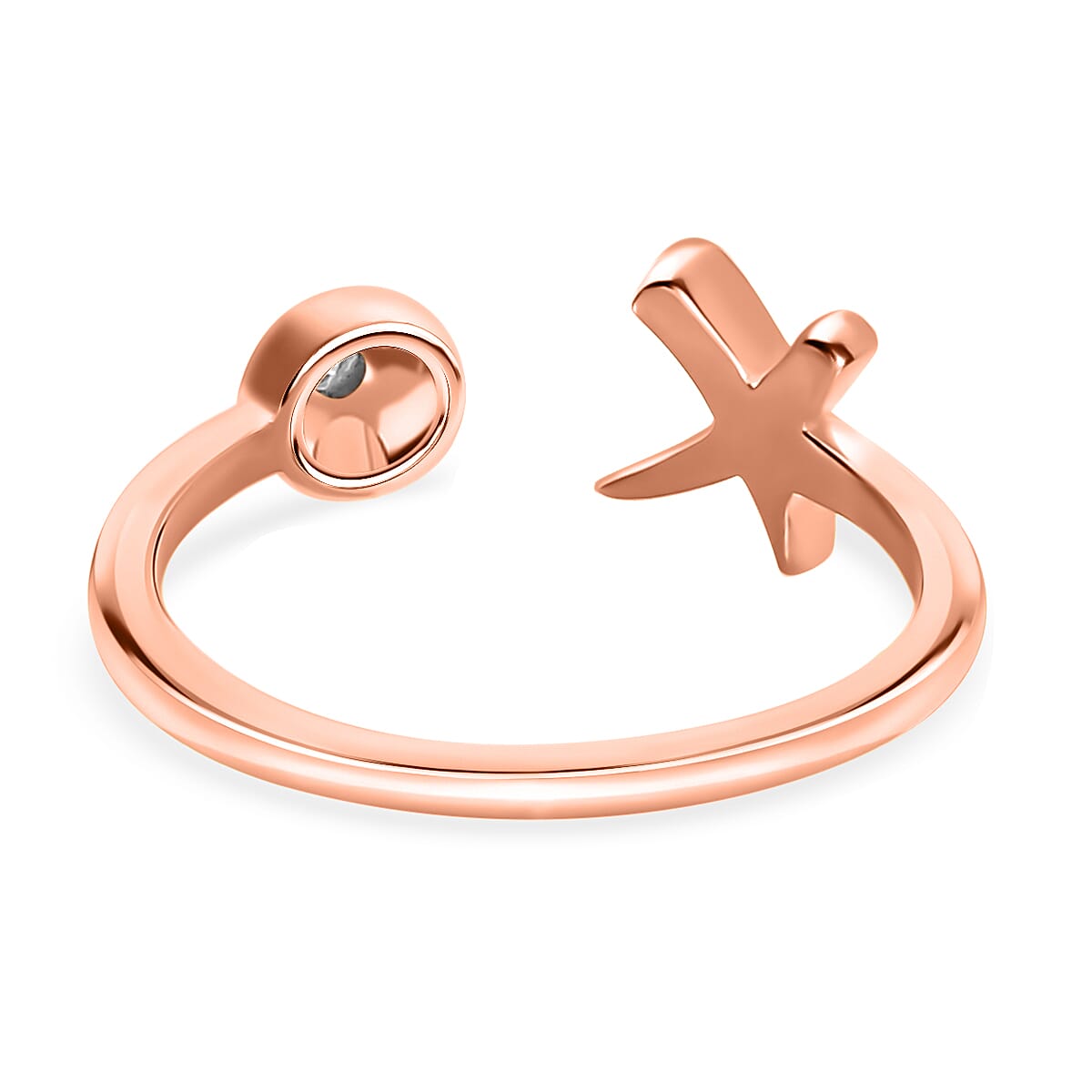 Moissanite 0.05 ctw XO Open Band Ring in Vermeil Rose Gold Over Sterling Silver (Size 5.0) image number 5