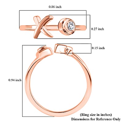 D'Joy Moissanite 0.05 ctw XO Open Band Ring in Vermeil Rose Gold Over Sterling Silver (Size 5.0)