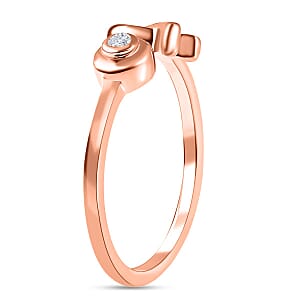 Moissanite Ring, XO Ring, Open Band Ring, Vermeil Rose Gold Over Sterling Silver Ring (Size 8.0)