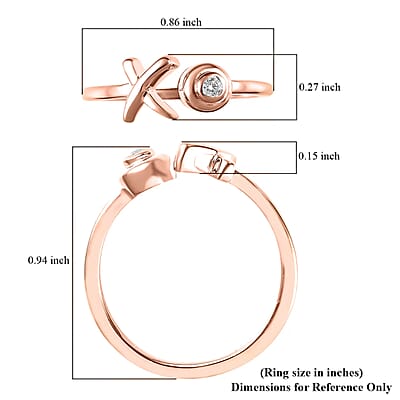 D'Joy Moissanite Ring, XO Ring, Open Band Ring, Vermeil Rose Gold Over Sterling Silver Ring (Size 9.0)
