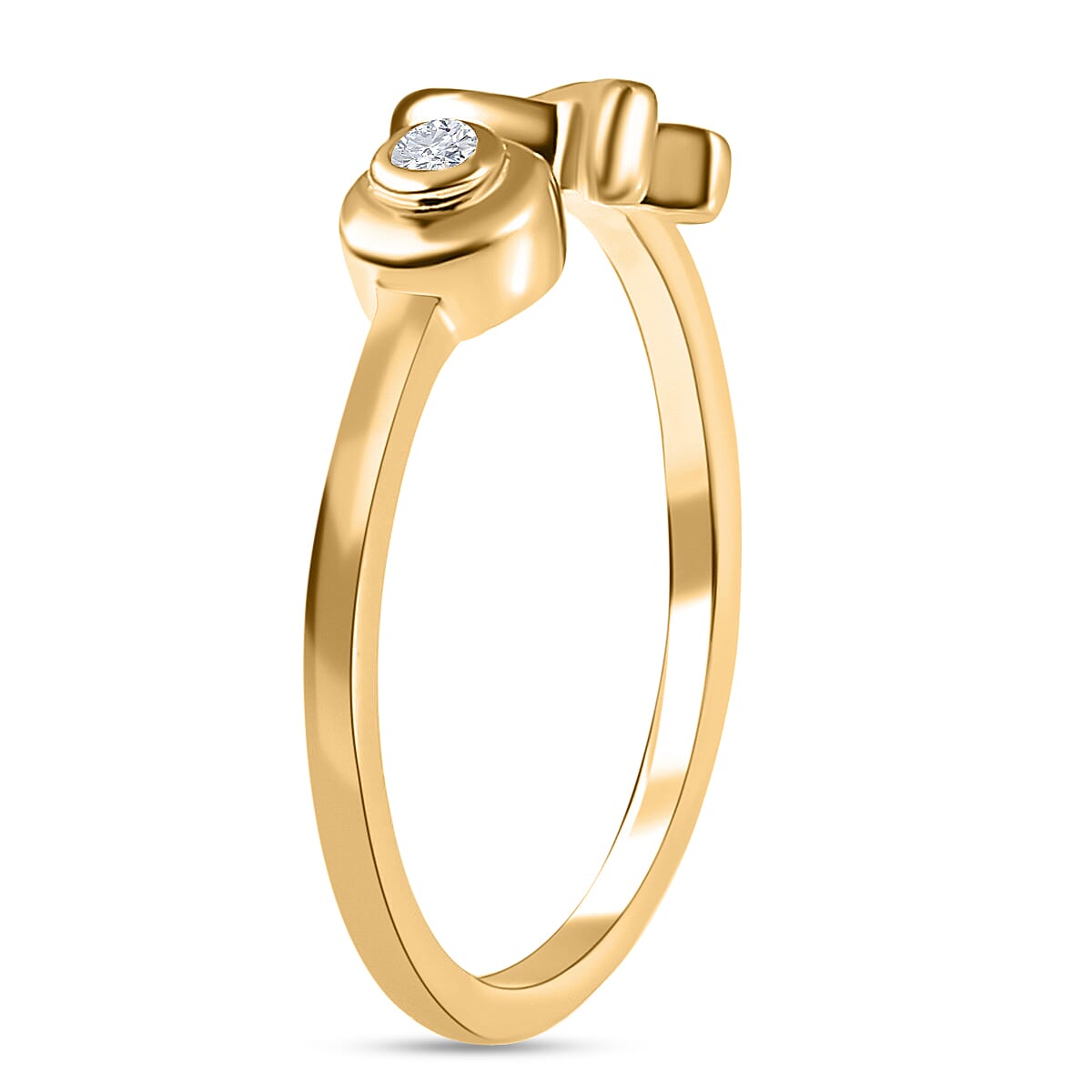 Moissanite Ring, XO Ring, Open Band Ring, Vermeil Yellow Gold Over Sterling Silver Ring (Size 10.0)