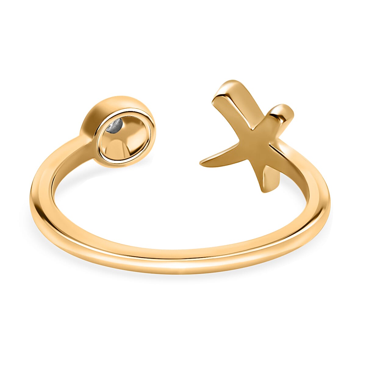 Moissanite Ring, XO Ring, Open Band Ring, Vermeil Yellow Gold Over Sterling Silver Ring (Size 10.0)