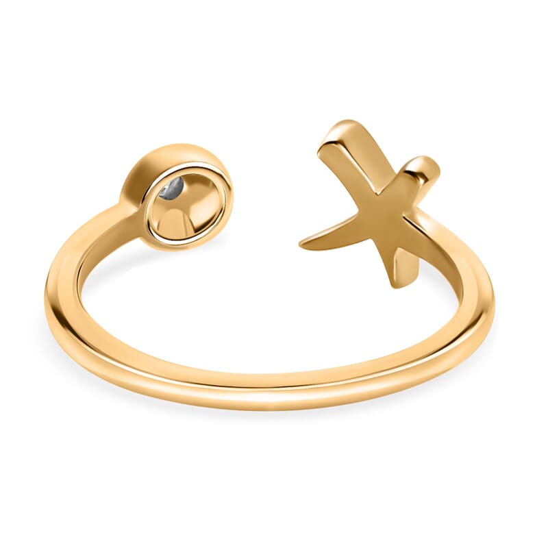 Moissanite Ring, XO Ring, Open Band Ring, Vermeil Yellow Gold Over Sterling Silver Ring (Size 10.0)