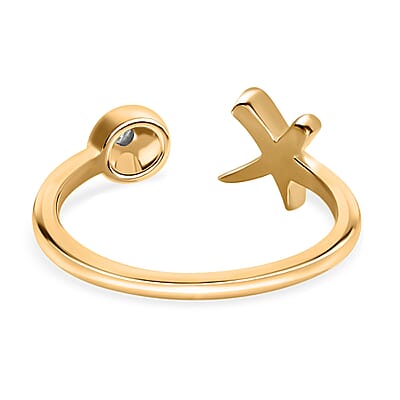 D'Joy Moissanite Ring, XO Ring, Open Band Ring, Vermeil Yellow Gold Over Sterling Silver Ring (Size 5.0)