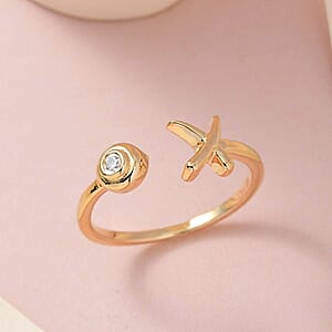 Moissanite Ring, XO Ring, Open Band Ring, Vermeil Yellow Gold Over Sterling Silver Ring (Size 6.0)