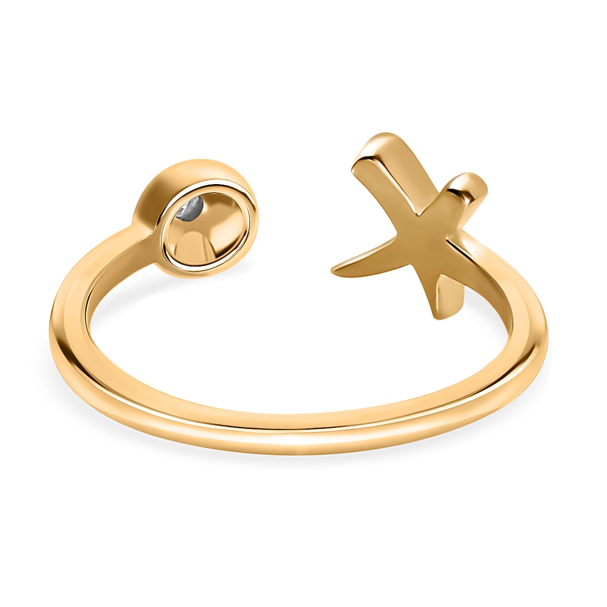 Moissanite Ring, XO Ring, Open Band Ring, Vermeil Yellow Gold Over Sterling Silver Ring (Size 9.0) image number 4